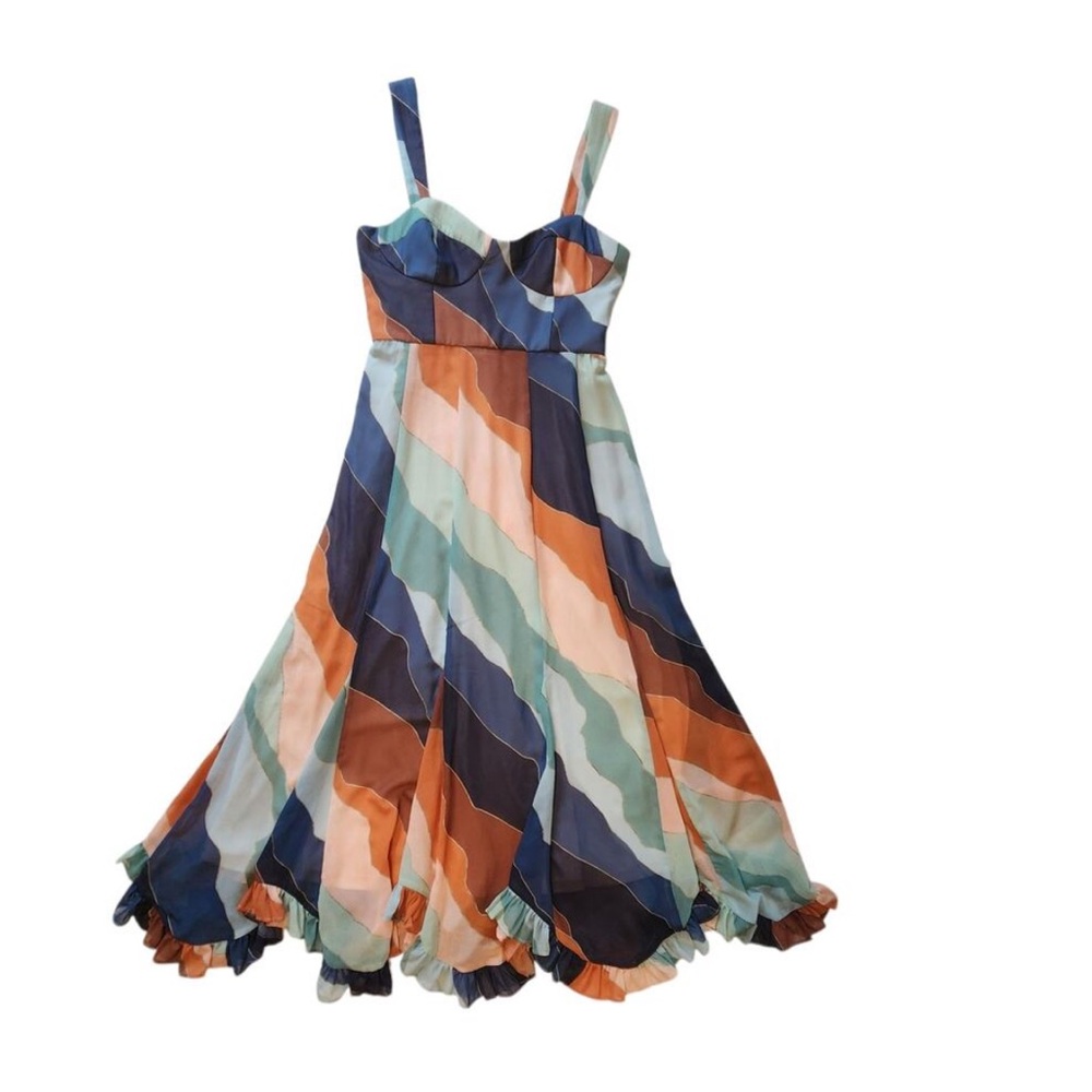 Anthropology: Hutch Tea Length Dress, Flowy skirt, bustier style top - Picture 2 of 11